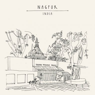 Vintage el çekilmiş kartpostal seyahat