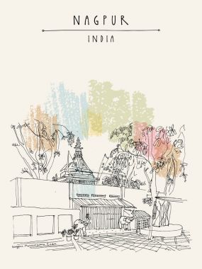 Vintage el çekilmiş kartpostal seyahat