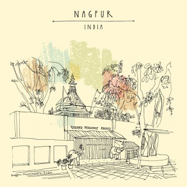 Vintage el çekilmiş kartpostal seyahat