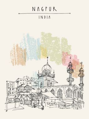 Vintage el çekilmiş kartpostal seyahat