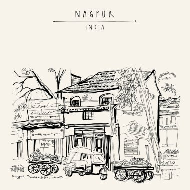 Vintage el çekilmiş kartpostal seyahat