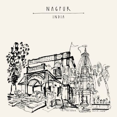 Vintage el çekilmiş kartpostal seyahat