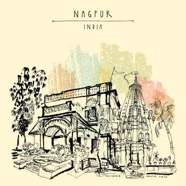 Vintage el çekilmiş kartpostal seyahat