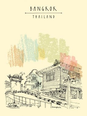 Vintage el çekilmiş kartpostal seyahat