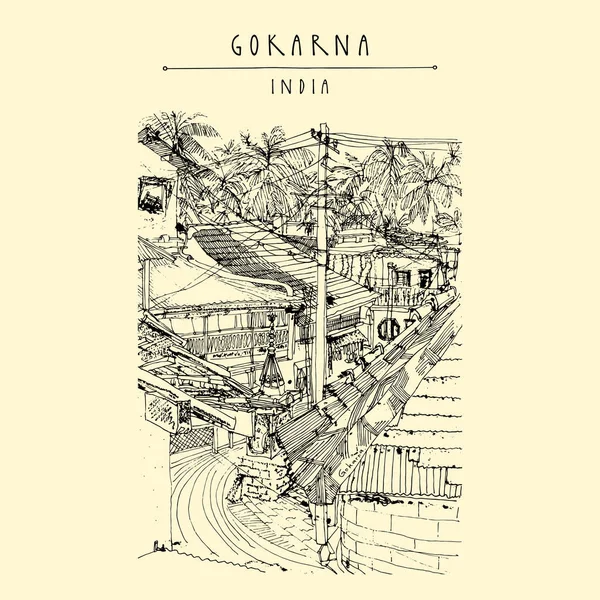 Vintage el çekilmiş kartpostal seyahat