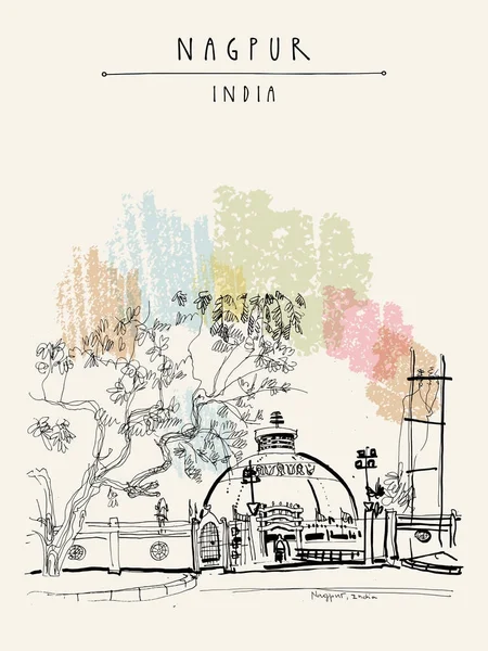 Vintage el çekilmiş kartpostal seyahat