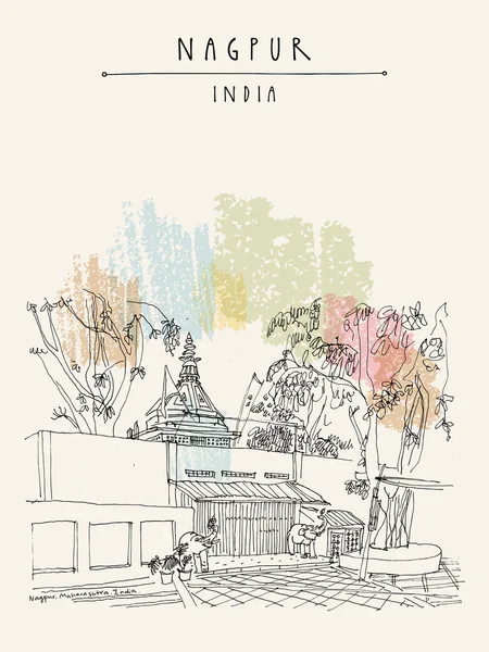 Vintage el çekilmiş kartpostal seyahat