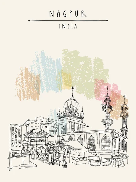 Vintage el çekilmiş kartpostal seyahat