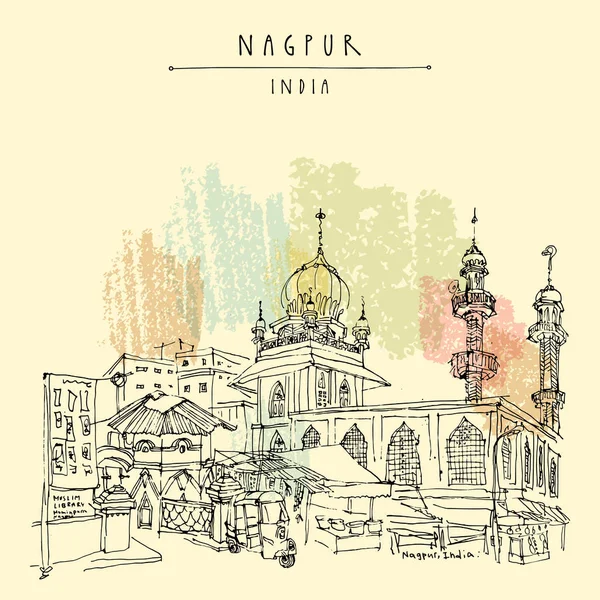 Vintage el çekilmiş kartpostal seyahat