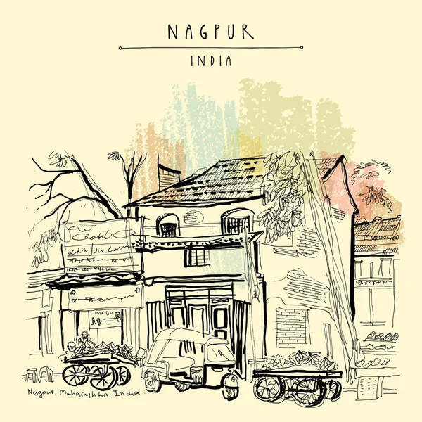 Vintage el çekilmiş kartpostal seyahat