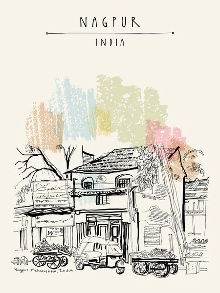 Vintage el çekilmiş kartpostal seyahat