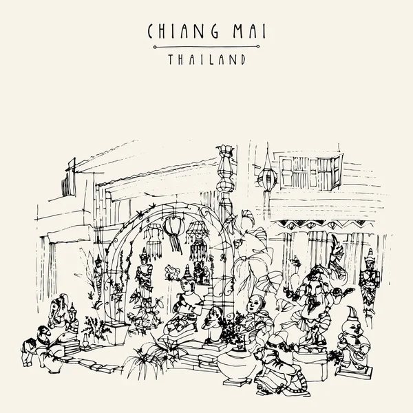 Vintage el çekilmiş kartpostal seyahat