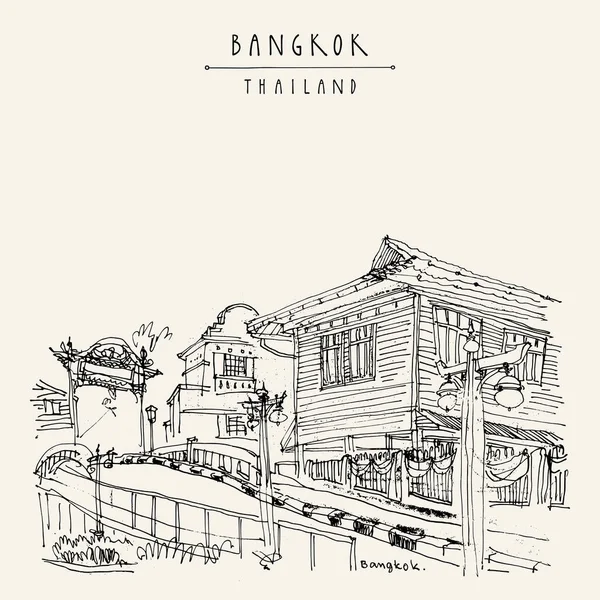 Vintage el çekilmiş kartpostal seyahat