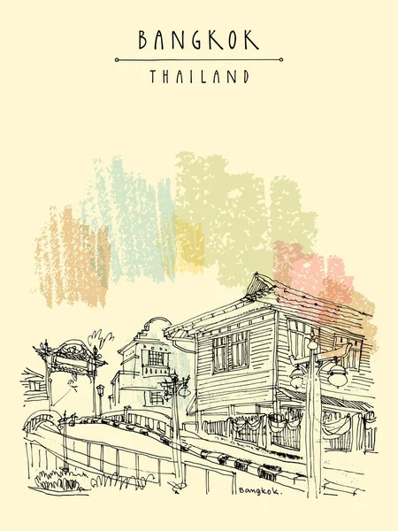 Vintage el çekilmiş kartpostal seyahat