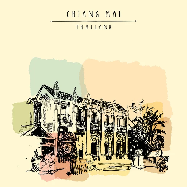 Vintage el çekilmiş kartpostal seyahat 