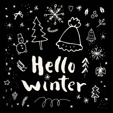 Kış karalamalar ile tebrik kartı