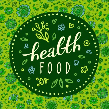 Sağlık gıda. Elle çizilmiş poster bir vejetaryen, vegan, sağlıklı gıda Restoran.