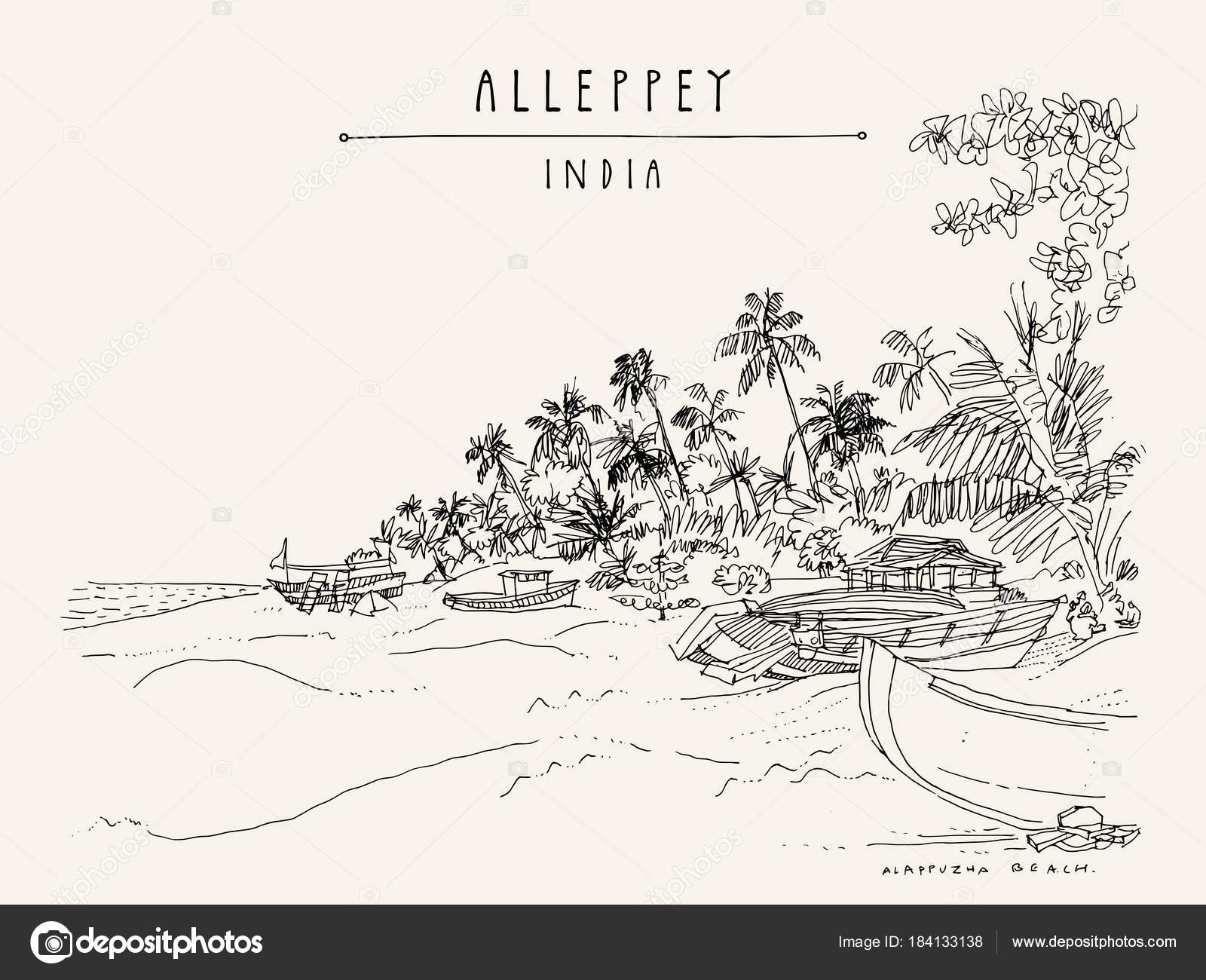 Sea coast graphic beach with palm and bridge black white landscape sketch  illustration vector Stock Vector  Adobe Stock