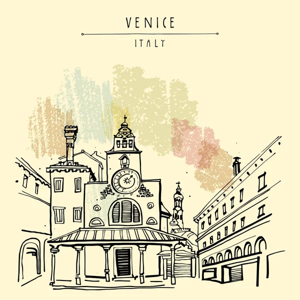 San Giacomo Egyház Velence Olaszország Európában Utazási Vázlat Vektoros Illusztráció — Stock Vector
