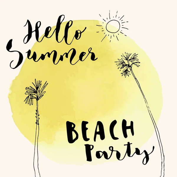 Olá Summer Beach Party card — Vetor de Stock