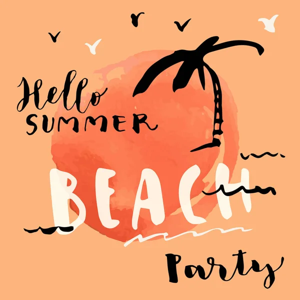Olá Summer Beach Party card —  Vetores de Stock