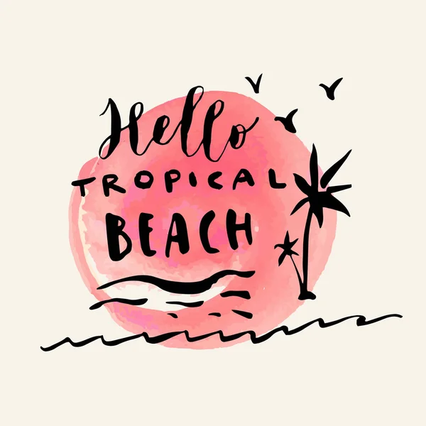 Ciao Tropical Beach card — Vettoriale Stock