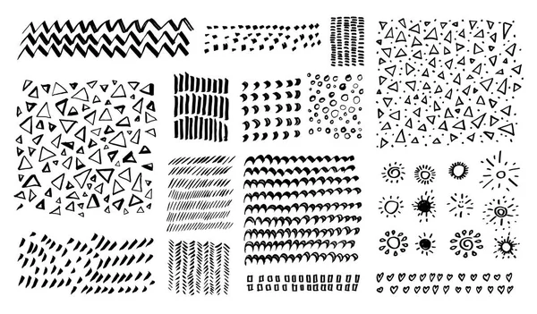 Vektor Set Von Grungy Handgezeichneten Texturen — Stockvektor