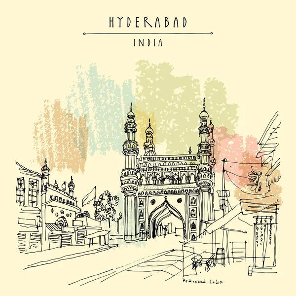 Travel Sketch Hyderabad Telangana State India — Stock Vector