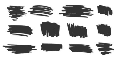 Vektör grunge elementleri. Çirkin el çizimleri, işaret vuruşları ve beyaz üzerine izole edilmiş arka planlar. Evrensel yaratıcı çağdaş tasarım elementleri çizimi