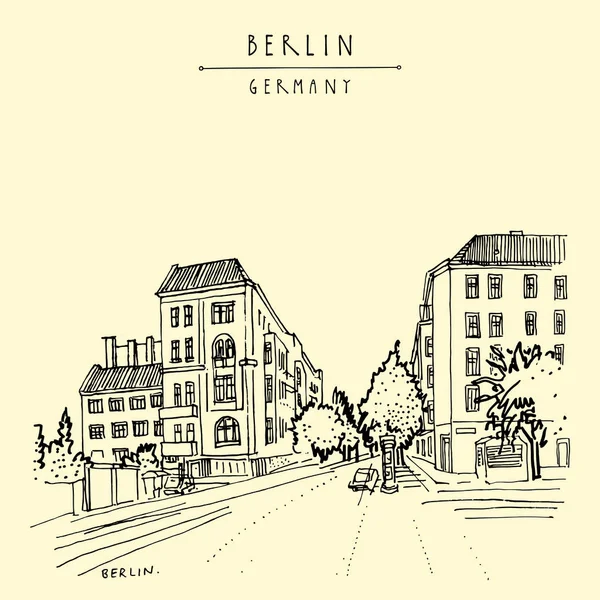 Berlin Németország Európa Prenzlauerberg Kerület Szabadkézi Rajza Utazási Vázlat Vintage — Stock Vector