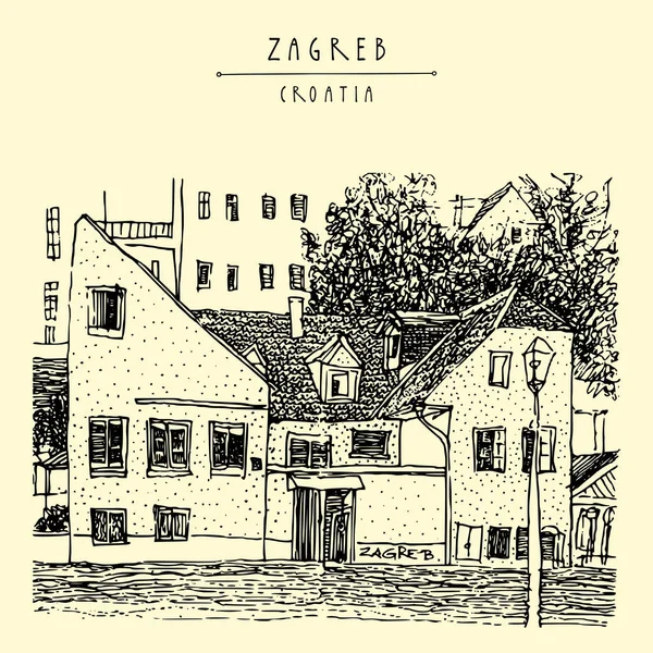 Zagreb Croacia Europa Calle Casco Antiguo Lugar Acogedor Antiguo Dibujo — Vector de stock