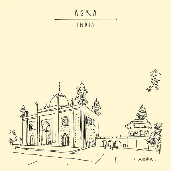 Agra India Mosque Taj Mahal Complex Old Historical Architecture Taj — Stock Vector