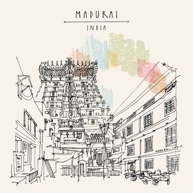 Madurai, Tamil Nadu, South India. Meenakshi temple. Artistic han