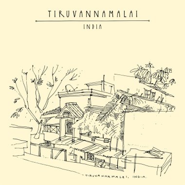 Tiruvannamalai (Tiru), Tamil Nadu, South India. Street, houses a