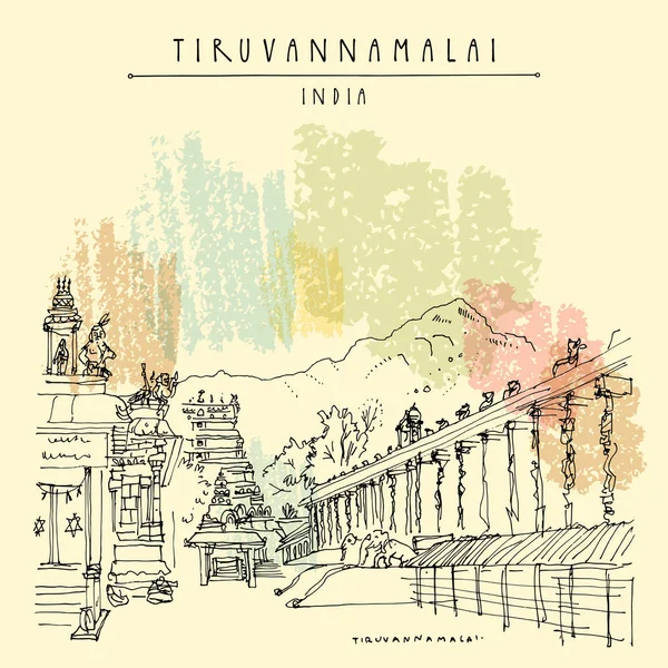 Tiruvannamalai (Tiru), Tamil Nadu, India. Arulmigu Arunachaleswa — Stock Vector