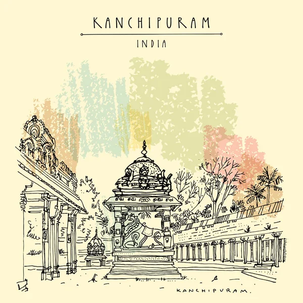 Kanchipuram Kanchi Tamil Nadu Jižní Indie Ekambeshwarar Ekambaranatha Temple Hinduistické — Stockový vektor