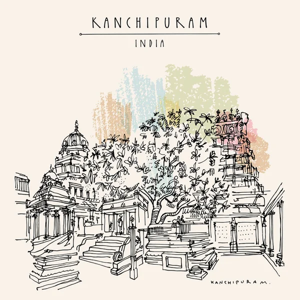 Kanchipuram Kanchi Tamil Nadu Ινδία Ναός Ekambeshwarar Ekambaranatha 3500 Ετών — Διανυσματικό Αρχείο