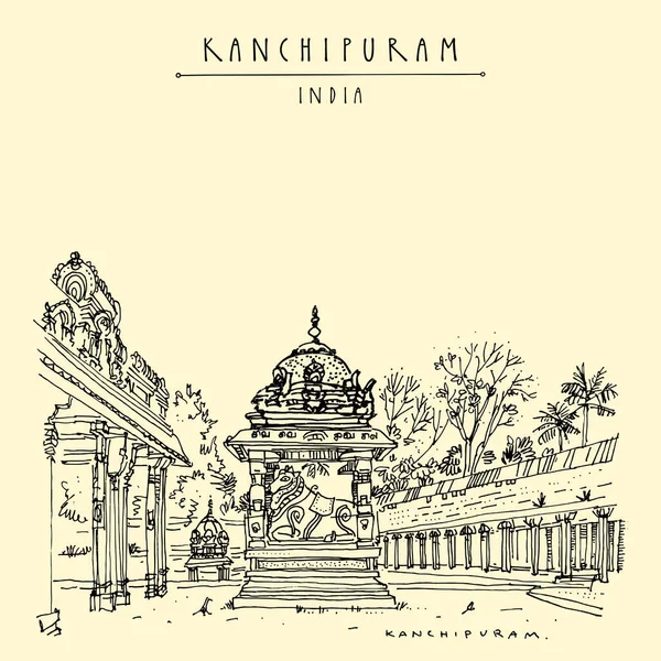 Kanchipuram Kanchi Tamil Nadu Dél India Ekambeshwarar Ekambaranatha Templom Hindu — Stock Vector