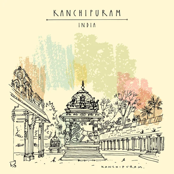 Kanchipuram Kanchi Tamil Nadu South India Ekambeshwarar Ekambaranatha Temple Hindu — Stock Vector