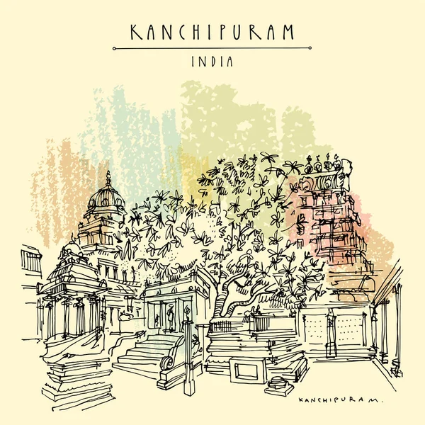 Kanchipuram Kanchi Tamil Nadu Ινδία Ναός Ekambeshwarar Ekambaranatha 3500 Ετών — Διανυσματικό Αρχείο