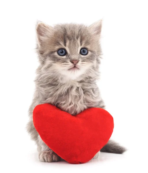Kotek z serca zabawka. — Zdjęcie stockowe
