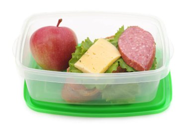 Plastik bir kap içinde Kahvaltı.