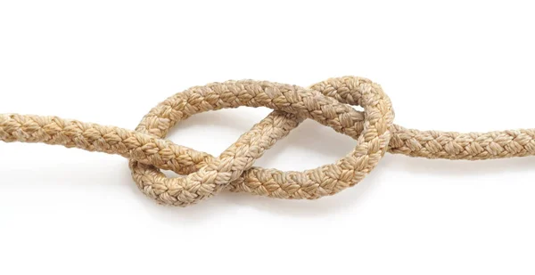 Marine Knoten Aus Dem Alten Seil Isoliert Auf Weißem Hintergrund — Stockfoto