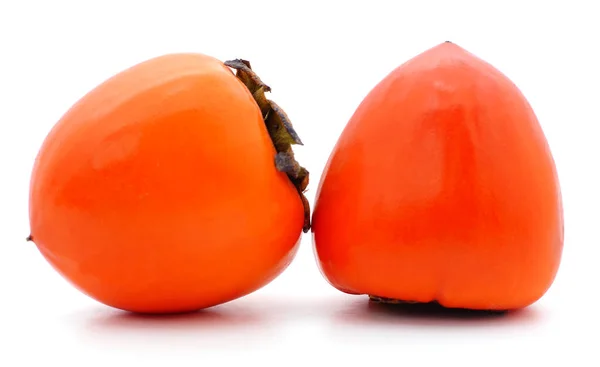 Dua Oranye Kesemek Diisolasi Pada Latar Belakang Putih — Stok Foto