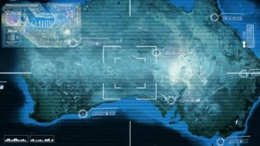 Avustralya - harita - High Tech - tarama - mavi