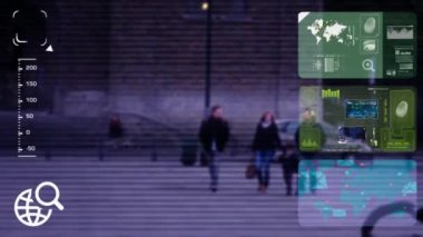 Aile yürüyüş - monitör - ekran - Cctv kamera - mavi