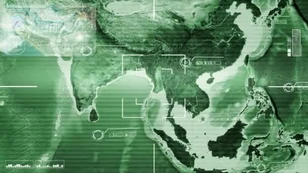 Asie - Gros plan - Carte - High Tech - Numérisation - vert 