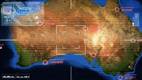 Avustralya - harita - High Tech - tarama — Stok video