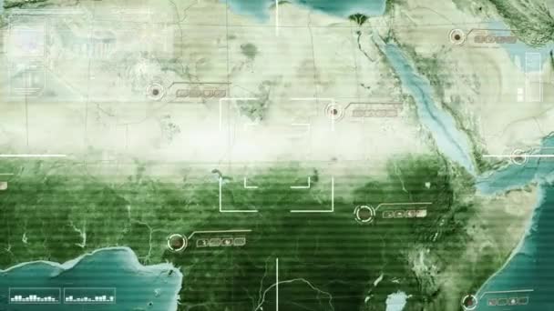 Africa - Centrale - Mappa - High Tech - Scansione - verde — Video Stock