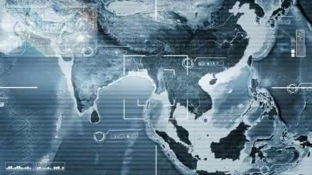 Asie - Gros plan - Carte - High Tech - Numérisation - bleu 